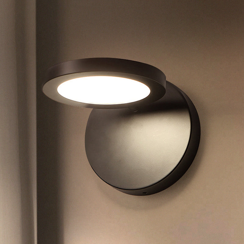 Black Finish Circular Wall Lamp Modern Stylish Integrated LED Acrylic Sconce Lighting in White/Warm Lighting Black Clearhalo 'Cast Iron' 'Glass' 'Industrial' 'Modern wall lights' 'Modern' 'Tiffany' 'Traditional wall lights' 'Wall Lamps & Sconces' 'Wall Lights' Lighting' 767748