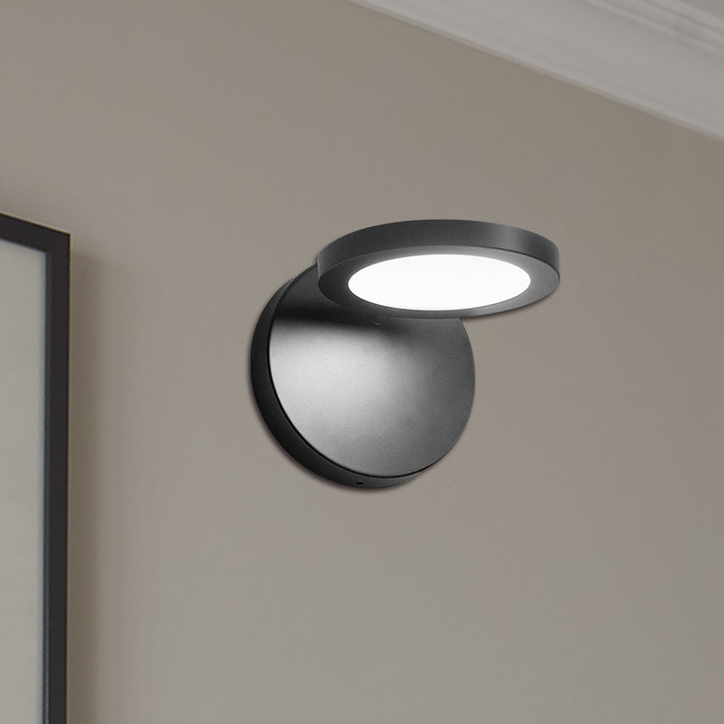 Black Finish Circular Wall Lamp Modern Stylish Integrated LED Acrylic Sconce Lighting in White/Warm Lighting Clearhalo 'Cast Iron' 'Glass' 'Industrial' 'Modern wall lights' 'Modern' 'Tiffany' 'Traditional wall lights' 'Wall Lamps & Sconces' 'Wall Lights' Lighting' 767749