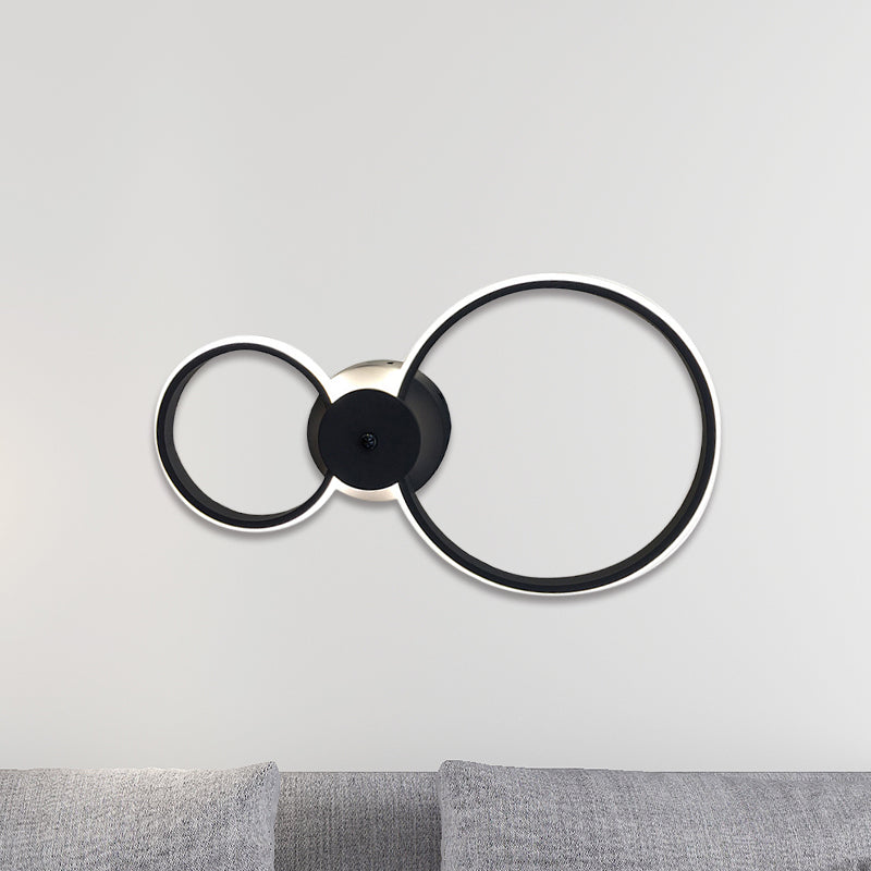 Black/White Hoop Wall Lamp Modern LED 2/3 Lights Acrylic Wall Lighting Ideas in Warm/White/Second Gear Clearhalo 'Modern wall lights' 'Modern' 'Wall Lamps & Sconces' 'Wall Lights' Lighting' 767773