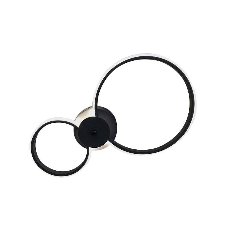 Black/White Hoop Wall Lamp Modern LED 2/3 Lights Acrylic Wall Lighting Ideas in Warm/White/Second Gear 2.0 Black Clearhalo 'Modern wall lights' 'Modern' 'Wall Lamps & Sconces' 'Wall Lights' Lighting' 767774