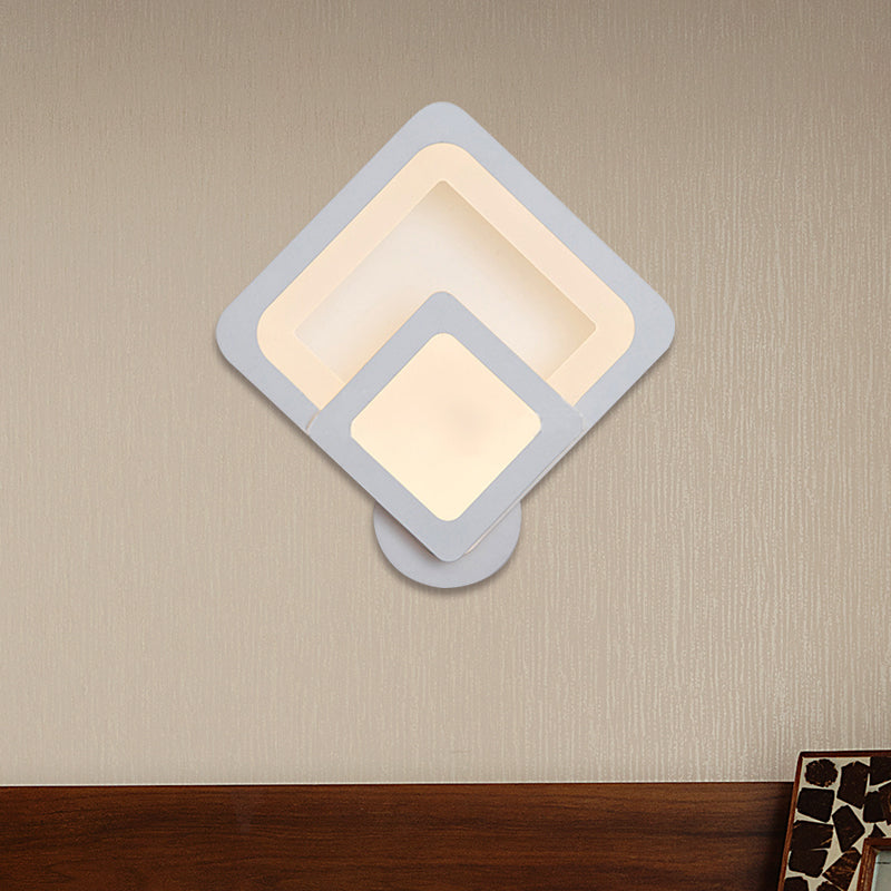 Simple LED Wall Sconce Light with Acrylic Shade White Square/Oval Wall Mounted Lamp in Warm/White Clearhalo 'Modern wall lights' 'Modern' 'Wall Lamps & Sconces' 'Wall Lights' Lighting' 767782