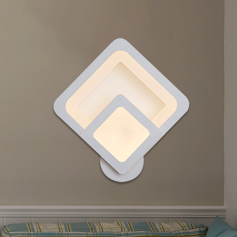 Simple LED Wall Sconce Light with Acrylic Shade White Square/Oval Wall Mounted Lamp in Warm/White Clearhalo 'Modern wall lights' 'Modern' 'Wall Lamps & Sconces' 'Wall Lights' Lighting' 767783