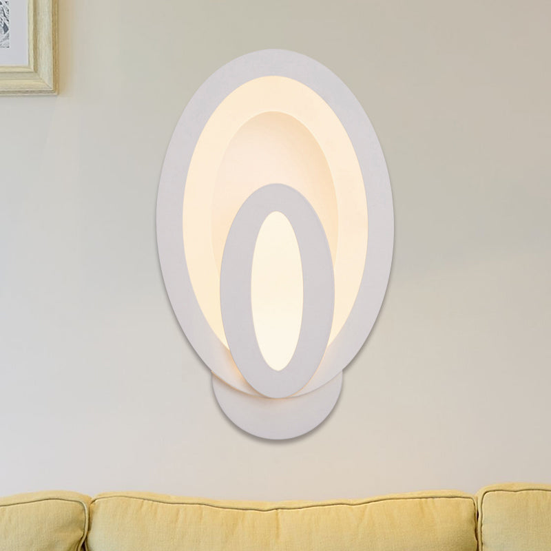 Simple LED Wall Sconce Light with Acrylic Shade White Square/Oval Wall Mounted Lamp in Warm/White White Oval Clearhalo 'Modern wall lights' 'Modern' 'Wall Lamps & Sconces' 'Wall Lights' Lighting' 767786