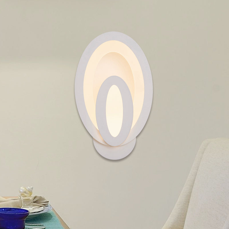 Simple LED Wall Sconce Light with Acrylic Shade White Square/Oval Wall Mounted Lamp in Warm/White Clearhalo 'Modern wall lights' 'Modern' 'Wall Lamps & Sconces' 'Wall Lights' Lighting' 767787