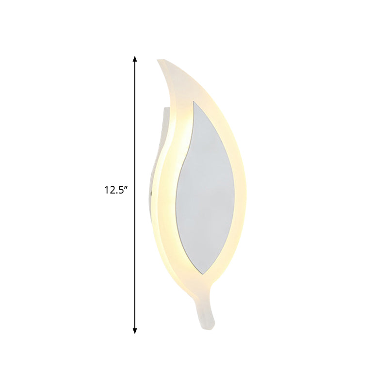 6" Wide Leaf Wall Lamp Simple Acrylic LED White Sconce Light Fixture in Warm/White Light/Third Gear Clearhalo 'Modern wall lights' 'Modern' 'Wall Lamps & Sconces' 'Wall Lights' Lighting' 767815