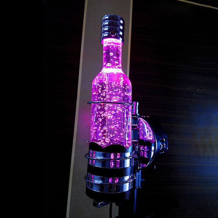 Contemporary Bottle Shaped Wall Lamp Crystal 1 Light Bar Cafe Wall Light in Multi Color/Purple/Blue Light Clear Purple Clearhalo 'Cast Iron' 'Glass' 'Industrial' 'Modern wall lights' 'Modern' 'Tiffany' 'Traditional wall lights' 'Wall Lamps & Sconces' 'Wall Lights' Lighting' 767838