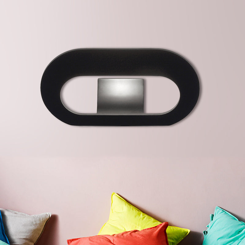 Oval Shade Bedroom Wall Lamp Aluminum Warm/White Lighting LED Simple Stylish Wall Sconce Lighting in Black/Grey Clearhalo 'Cast Iron' 'Glass' 'Industrial' 'Modern wall lights' 'Modern' 'Tiffany' 'Traditional wall lights' 'Wall Lamps & Sconces' 'Wall Lights' Lighting' 767842