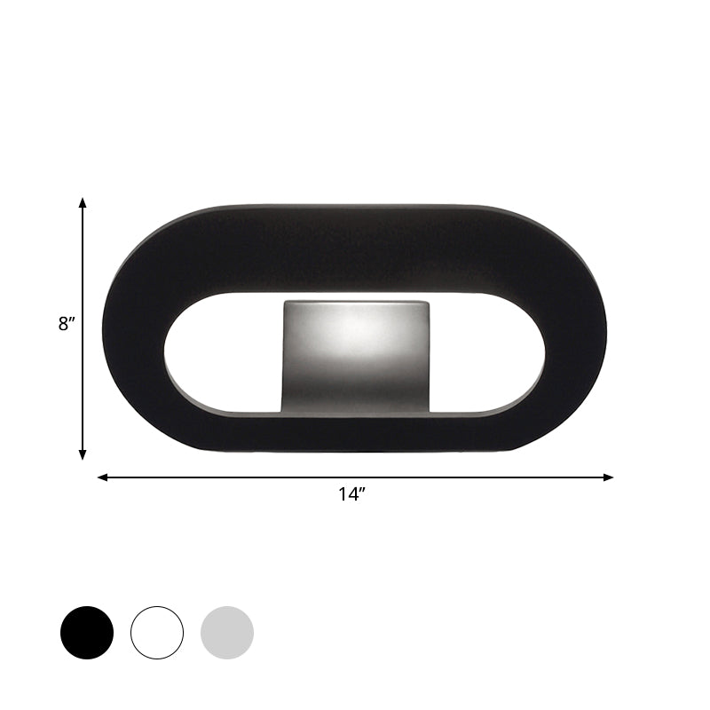 Oval Shade Bedroom Wall Lamp Aluminum Warm/White Lighting LED Simple Stylish Wall Sconce Lighting in Black/Grey Clearhalo 'Cast Iron' 'Glass' 'Industrial' 'Modern wall lights' 'Modern' 'Tiffany' 'Traditional wall lights' 'Wall Lamps & Sconces' 'Wall Lights' Lighting' 767844