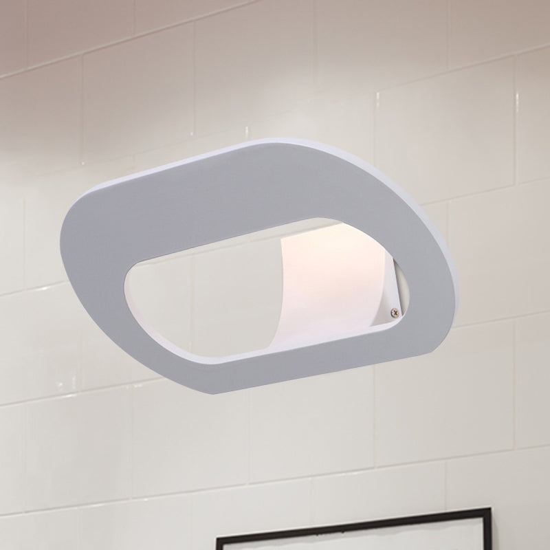 Oval Shade Bedroom Wall Lamp Aluminum Warm/White Lighting LED Simple Stylish Wall Sconce Lighting in Black/Grey White Clearhalo 'Cast Iron' 'Glass' 'Industrial' 'Modern wall lights' 'Modern' 'Tiffany' 'Traditional wall lights' 'Wall Lamps & Sconces' 'Wall Lights' Lighting' 767845