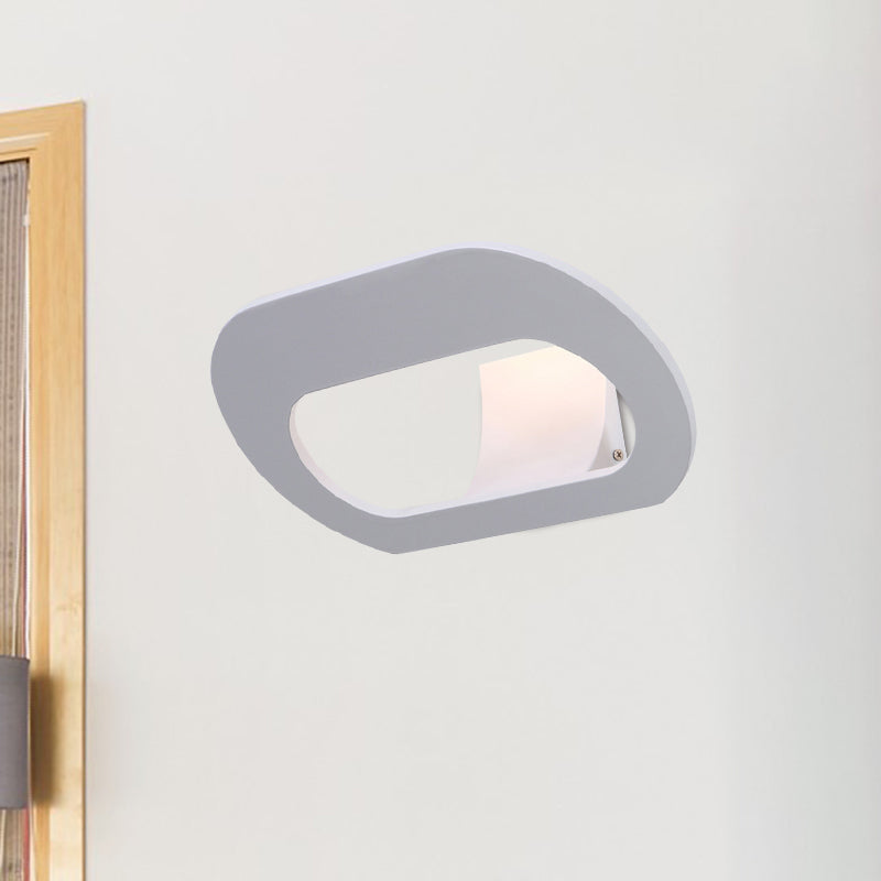 Oval Shade Bedroom Wall Lamp Aluminum Warm/White Lighting LED Simple Stylish Wall Sconce Lighting in Black/Grey Clearhalo 'Cast Iron' 'Glass' 'Industrial' 'Modern wall lights' 'Modern' 'Tiffany' 'Traditional wall lights' 'Wall Lamps & Sconces' 'Wall Lights' Lighting' 767846