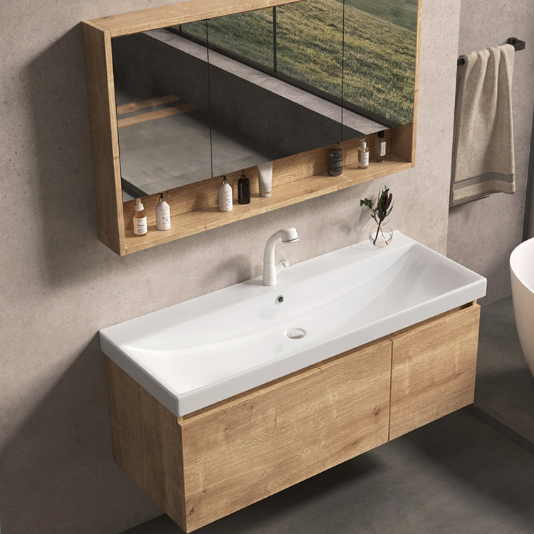 Mid Century Modern Sink Vanity Wall Mount Bathroom Sink Vanity with Mirror Clearhalo 'Bathroom Remodel & Bathroom Fixtures' 'Bathroom Vanities' 'bathroom_vanities' 'Home Improvement' 'home_improvement' 'home_improvement_bathroom_vanities' 7678474