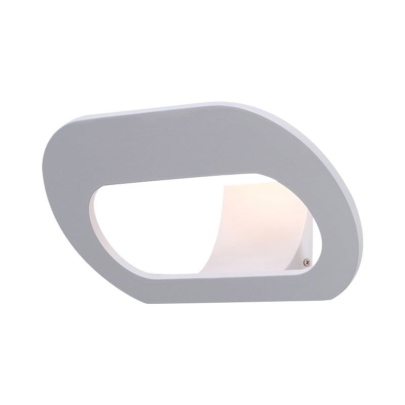 Oval Shade Bedroom Wall Lamp Aluminum Warm/White Lighting LED Simple Stylish Wall Sconce Lighting in Black/Grey Clearhalo 'Cast Iron' 'Glass' 'Industrial' 'Modern wall lights' 'Modern' 'Tiffany' 'Traditional wall lights' 'Wall Lamps & Sconces' 'Wall Lights' Lighting' 767848