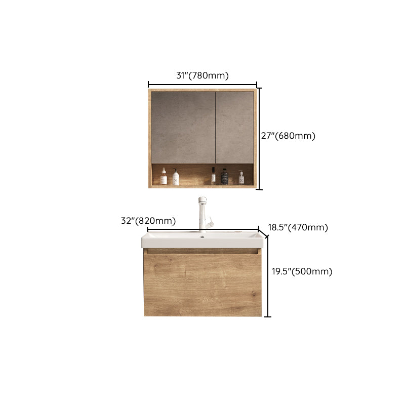 Mid Century Modern Sink Vanity Wall Mount Bathroom Sink Vanity with Mirror Clearhalo 'Bathroom Remodel & Bathroom Fixtures' 'Bathroom Vanities' 'bathroom_vanities' 'Home Improvement' 'home_improvement' 'home_improvement_bathroom_vanities' 7678488