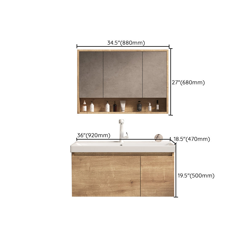 Mid Century Modern Sink Vanity Wall Mount Bathroom Sink Vanity with Mirror Clearhalo 'Bathroom Remodel & Bathroom Fixtures' 'Bathroom Vanities' 'bathroom_vanities' 'Home Improvement' 'home_improvement' 'home_improvement_bathroom_vanities' 7678489