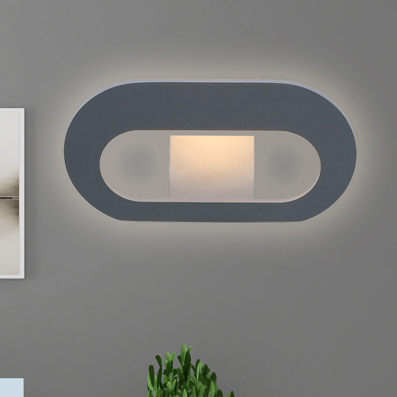 Oval Shade Bedroom Wall Lamp Aluminum Warm/White Lighting LED Simple Stylish Wall Sconce Lighting in Black/Grey Grey Clearhalo 'Cast Iron' 'Glass' 'Industrial' 'Modern wall lights' 'Modern' 'Tiffany' 'Traditional wall lights' 'Wall Lamps & Sconces' 'Wall Lights' Lighting' 767849