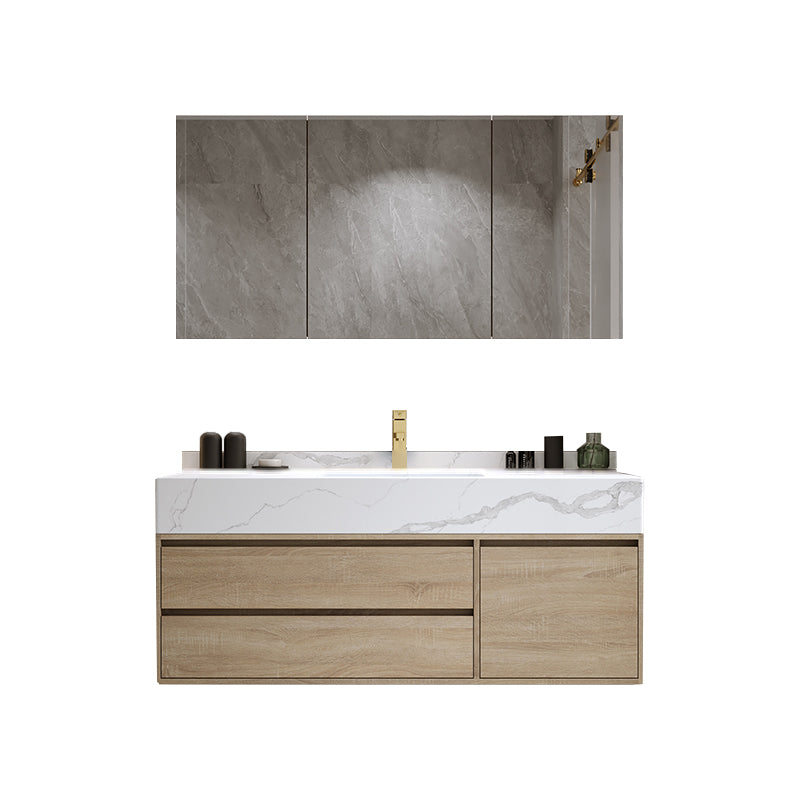 Modern Wall Mount Bathroom Vanity Set Wood Sink Vanity with Mirror Clearhalo 'Bathroom Remodel & Bathroom Fixtures' 'Bathroom Vanities' 'bathroom_vanities' 'Home Improvement' 'home_improvement' 'home_improvement_bathroom_vanities' 7678501