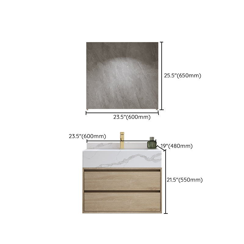 Modern Wall Mount Bathroom Vanity Set Wood Sink Vanity with Mirror Clearhalo 'Bathroom Remodel & Bathroom Fixtures' 'Bathroom Vanities' 'bathroom_vanities' 'Home Improvement' 'home_improvement' 'home_improvement_bathroom_vanities' 7678508