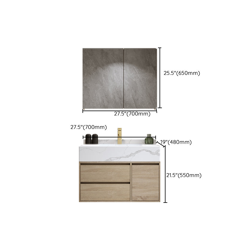 Modern Wall Mount Bathroom Vanity Set Wood Sink Vanity with Mirror Clearhalo 'Bathroom Remodel & Bathroom Fixtures' 'Bathroom Vanities' 'bathroom_vanities' 'Home Improvement' 'home_improvement' 'home_improvement_bathroom_vanities' 7678509