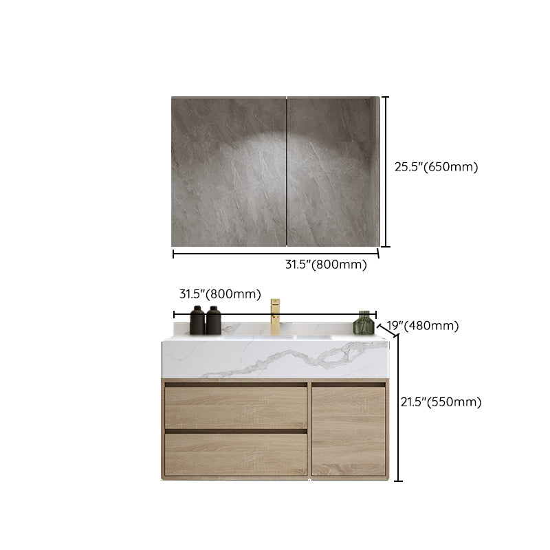 Modern Wall Mount Bathroom Vanity Set Wood Sink Vanity with Mirror Clearhalo 'Bathroom Remodel & Bathroom Fixtures' 'Bathroom Vanities' 'bathroom_vanities' 'Home Improvement' 'home_improvement' 'home_improvement_bathroom_vanities' 7678510
