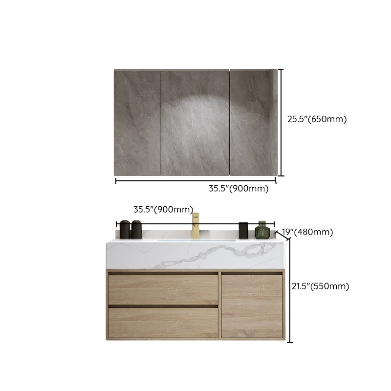 Modern Wall Mount Bathroom Vanity Set Wood Sink Vanity with Mirror Clearhalo 'Bathroom Remodel & Bathroom Fixtures' 'Bathroom Vanities' 'bathroom_vanities' 'Home Improvement' 'home_improvement' 'home_improvement_bathroom_vanities' 7678511