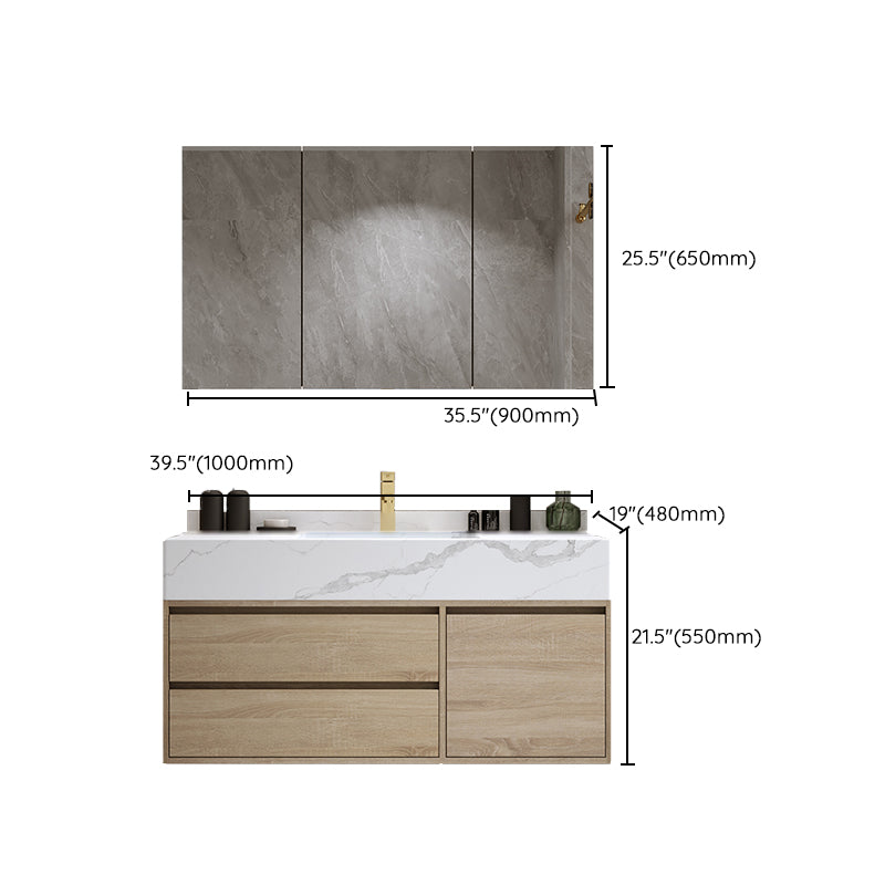 Modern Wall Mount Bathroom Vanity Set Wood Sink Vanity with Mirror Clearhalo 'Bathroom Remodel & Bathroom Fixtures' 'Bathroom Vanities' 'bathroom_vanities' 'Home Improvement' 'home_improvement' 'home_improvement_bathroom_vanities' 7678512