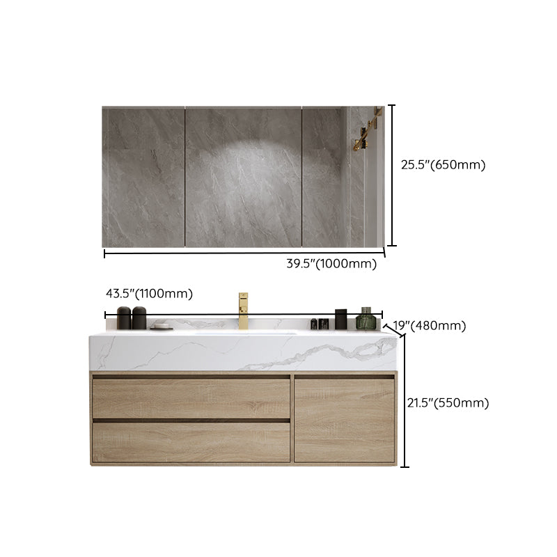 Modern Wall Mount Bathroom Vanity Set Wood Sink Vanity with Mirror Clearhalo 'Bathroom Remodel & Bathroom Fixtures' 'Bathroom Vanities' 'bathroom_vanities' 'Home Improvement' 'home_improvement' 'home_improvement_bathroom_vanities' 7678513