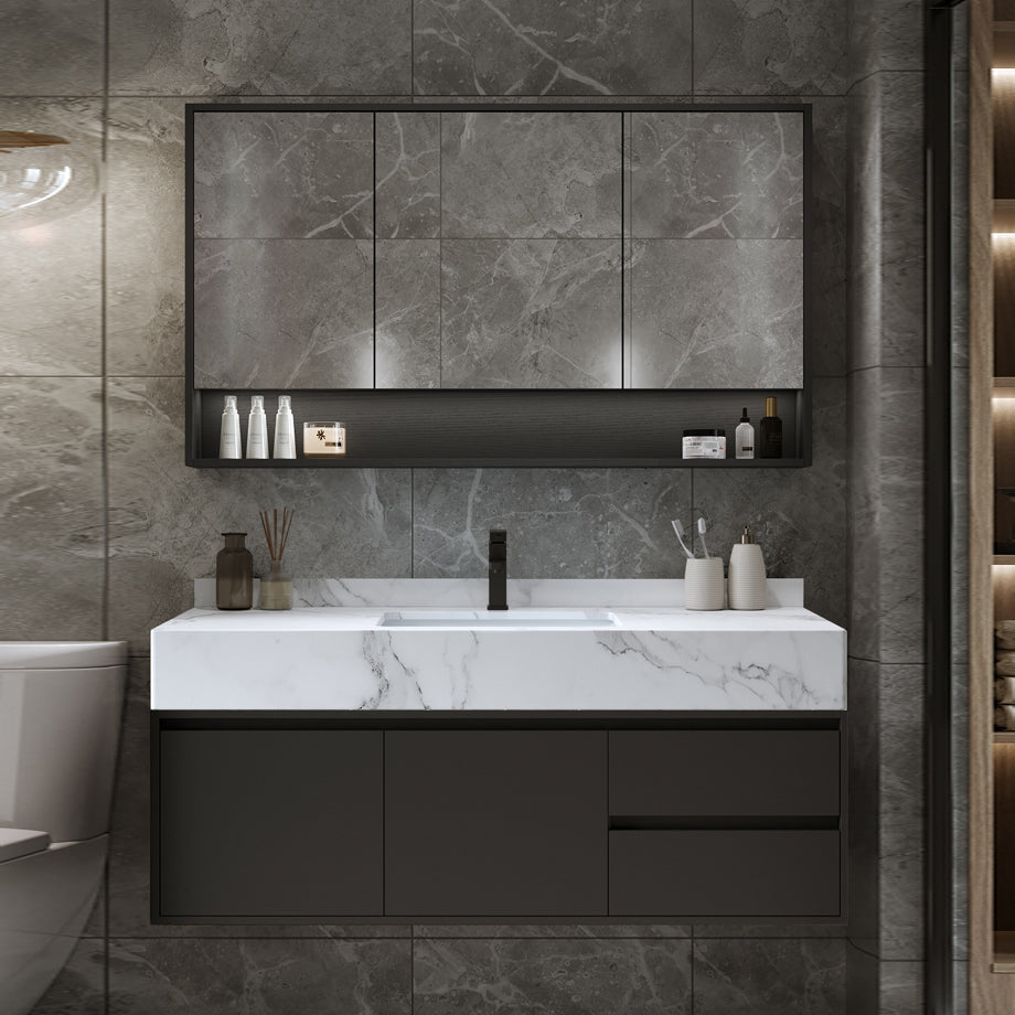 Modern Wall Mount Bathroom Sink Vanity Wood Sink Vanity with Mirror Clearhalo 'Bathroom Remodel & Bathroom Fixtures' 'Bathroom Vanities' 'bathroom_vanities' 'Home Improvement' 'home_improvement' 'home_improvement_bathroom_vanities' 7678515