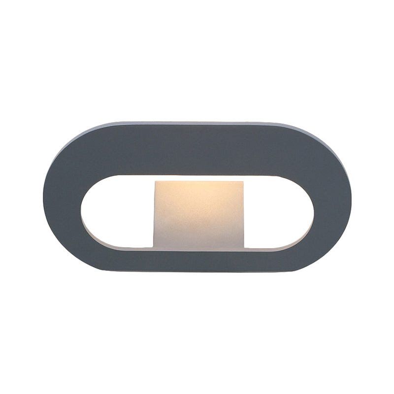 Oval Shade Bedroom Wall Lamp Aluminum Warm/White Lighting LED Simple Stylish Wall Sconce Lighting in Black/Grey Clearhalo 'Cast Iron' 'Glass' 'Industrial' 'Modern wall lights' 'Modern' 'Tiffany' 'Traditional wall lights' 'Wall Lamps & Sconces' 'Wall Lights' Lighting' 767852