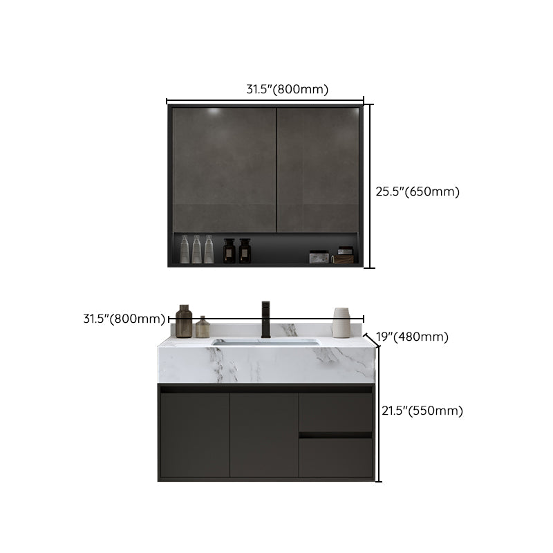 Modern Wall Mount Bathroom Sink Vanity Wood Sink Vanity with Mirror Clearhalo 'Bathroom Remodel & Bathroom Fixtures' 'Bathroom Vanities' 'bathroom_vanities' 'Home Improvement' 'home_improvement' 'home_improvement_bathroom_vanities' 7678532