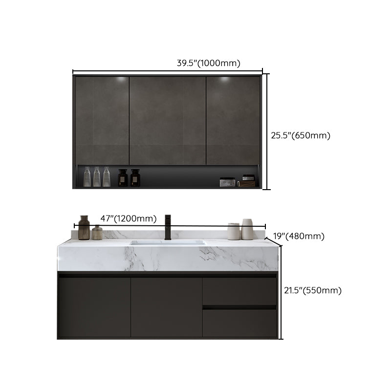 Modern Wall Mount Bathroom Sink Vanity Wood Sink Vanity with Mirror Clearhalo 'Bathroom Remodel & Bathroom Fixtures' 'Bathroom Vanities' 'bathroom_vanities' 'Home Improvement' 'home_improvement' 'home_improvement_bathroom_vanities' 7678536