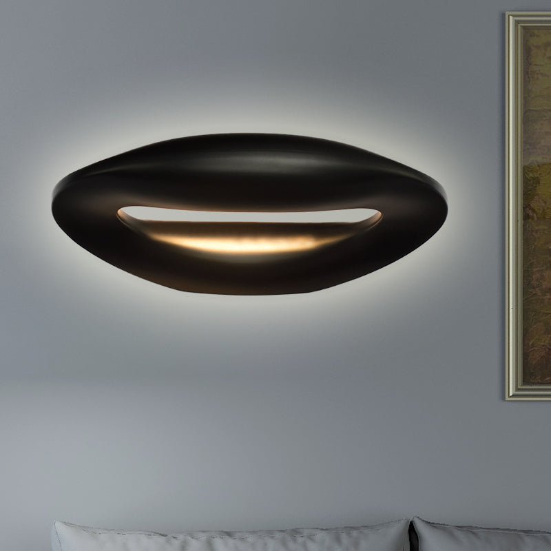 Black/White Smiling Face Wall Lamp Modernist Style LED Aluminum Sconce Lighting for Corridor Clearhalo 'Cast Iron' 'Glass' 'Industrial' 'Modern wall lights' 'Modern' 'Tiffany' 'Traditional wall lights' 'Wall Lamps & Sconces' 'Wall Lights' Lighting' 767854