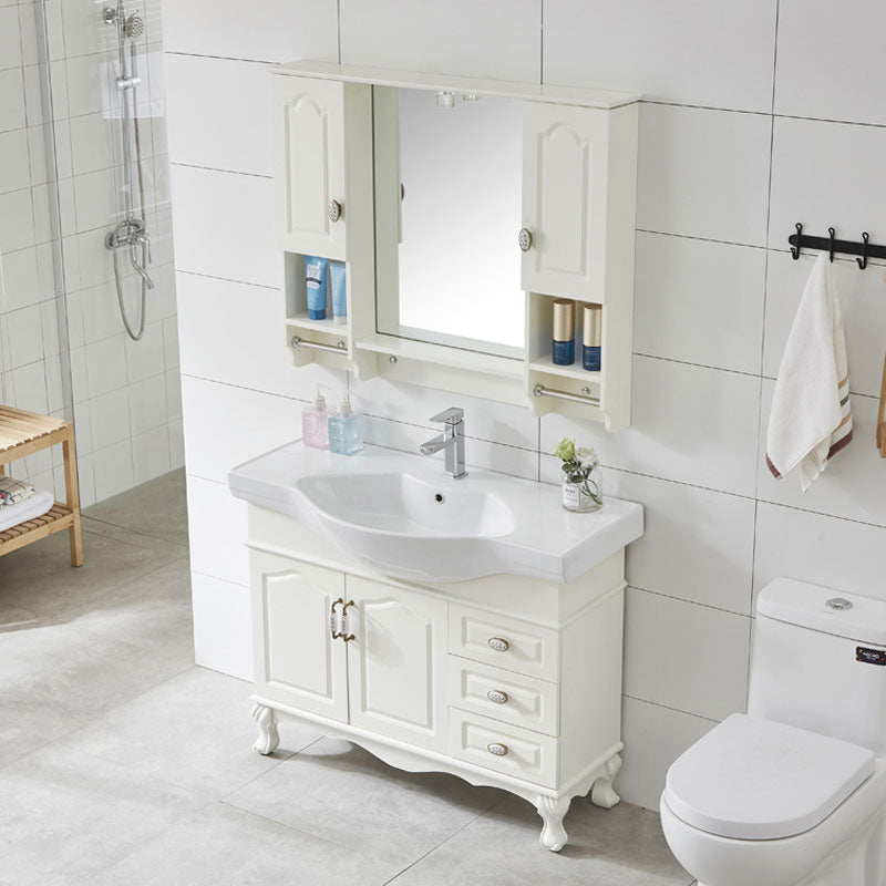 Traditional Freestanding Bathroom Sink Vanity Wood Sink Vanity with Mirror Clearhalo 'Bathroom Remodel & Bathroom Fixtures' 'Bathroom Vanities' 'bathroom_vanities' 'Home Improvement' 'home_improvement' 'home_improvement_bathroom_vanities' 7678540