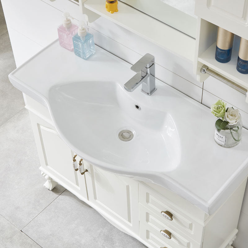 Traditional Freestanding Bathroom Sink Vanity Wood Sink Vanity with Mirror Clearhalo 'Bathroom Remodel & Bathroom Fixtures' 'Bathroom Vanities' 'bathroom_vanities' 'Home Improvement' 'home_improvement' 'home_improvement_bathroom_vanities' 7678543