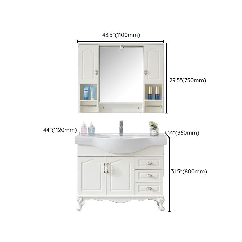 Traditional Freestanding Bathroom Sink Vanity Wood Sink Vanity with Mirror Clearhalo 'Bathroom Remodel & Bathroom Fixtures' 'Bathroom Vanities' 'bathroom_vanities' 'Home Improvement' 'home_improvement' 'home_improvement_bathroom_vanities' 7678553