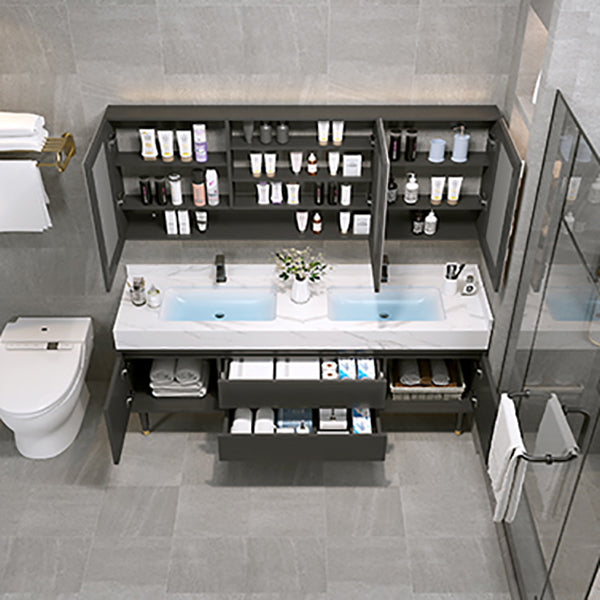 Glam Bathroom Sink Vanity Freestanding Bathroom Vanity with Mirror Clearhalo 'Bathroom Remodel & Bathroom Fixtures' 'Bathroom Vanities' 'bathroom_vanities' 'Home Improvement' 'home_improvement' 'home_improvement_bathroom_vanities' 7678584