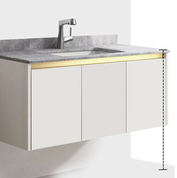 White Metal Frame Vanity 2 Doors Wall Mount Single Sink Mirror Faucet Rectangular Vanity Clearhalo 'Bathroom Remodel & Bathroom Fixtures' 'Bathroom Vanities' 'bathroom_vanities' 'Home Improvement' 'home_improvement' 'home_improvement_bathroom_vanities' 7678681