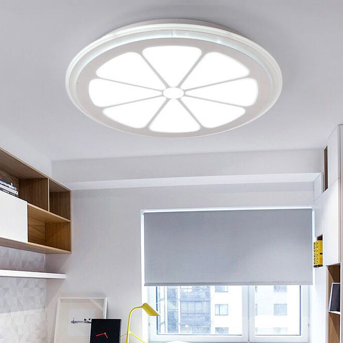 Circular Lemon LED Ceiling Mount Light Cartoon Acrylic Ceiling Lamp in White for Bathroom Clearhalo 'Ceiling Lights' 'Close To Ceiling Lights' 'Close to ceiling' 'Flush mount' Lighting' 76789