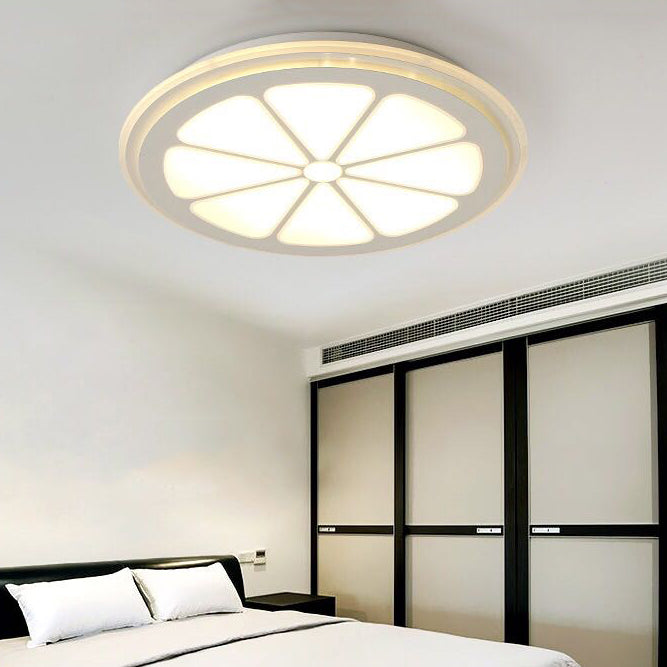 Circular Lemon LED Ceiling Mount Light Cartoon Acrylic Ceiling Lamp in White for Bathroom White Third Gear Clearhalo 'Ceiling Lights' 'Close To Ceiling Lights' 'Close to ceiling' 'Flush mount' Lighting' 76790