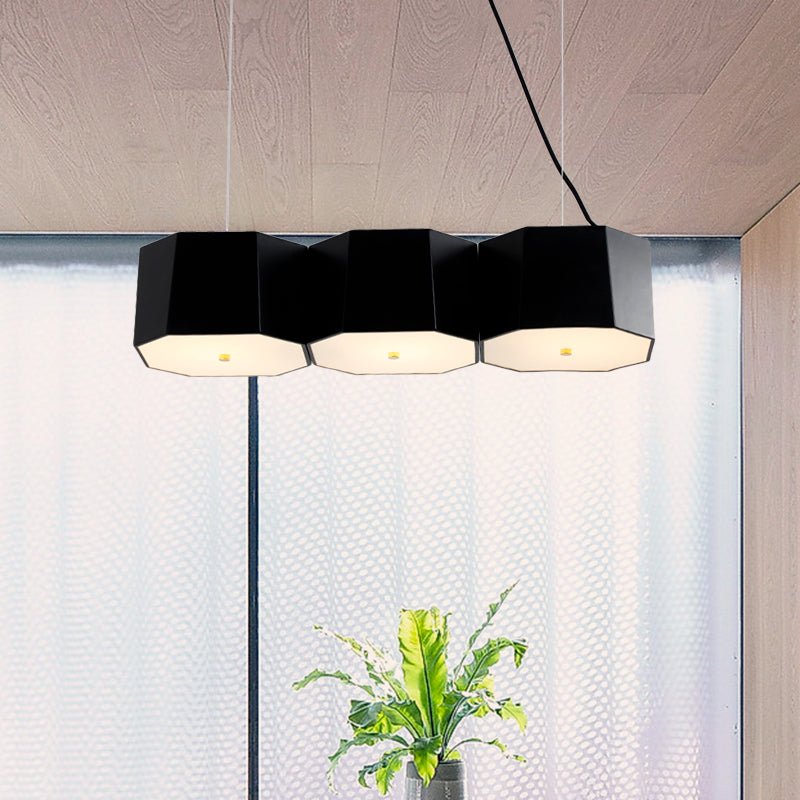 3/4 Lights Dining Room Island Light with Octagon Metal Shade Nordic Black Ceiling Light Clearhalo 'Ceiling Lights' 'Island Lights' Lighting' 767913