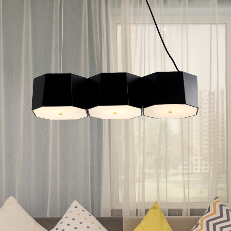 3/4 Lights Dining Room Island Light with Octagon Metal Shade Nordic Black Ceiling Light Clearhalo 'Ceiling Lights' 'Island Lights' Lighting' 767914