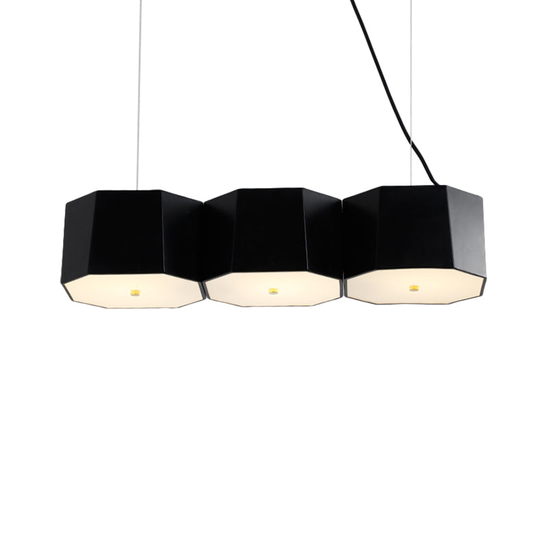 3/4 Lights Dining Room Island Light with Octagon Metal Shade Nordic Black Ceiling Light Clearhalo 'Ceiling Lights' 'Island Lights' Lighting' 767915