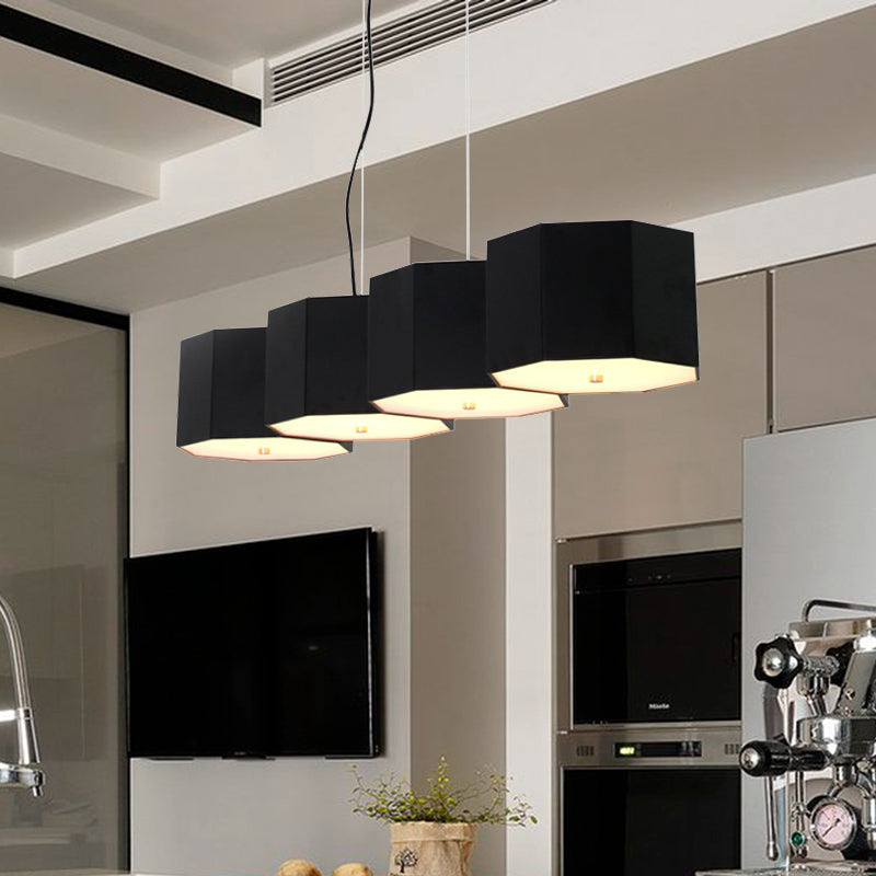 3/4 Lights Dining Room Island Light with Octagon Metal Shade Nordic Black Ceiling Light Clearhalo 'Ceiling Lights' 'Island Lights' Lighting' 767918