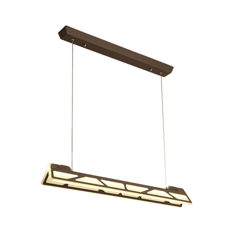 Linear Office Drop Pendant Acrylic LED Modern Hanging Ceiling Light in White/Brown, 31.5" Wide Clearhalo 'Ceiling Lights' 'Modern Pendants' 'Modern' 'Pendant Lights' 'Pendants' Lighting' 767936