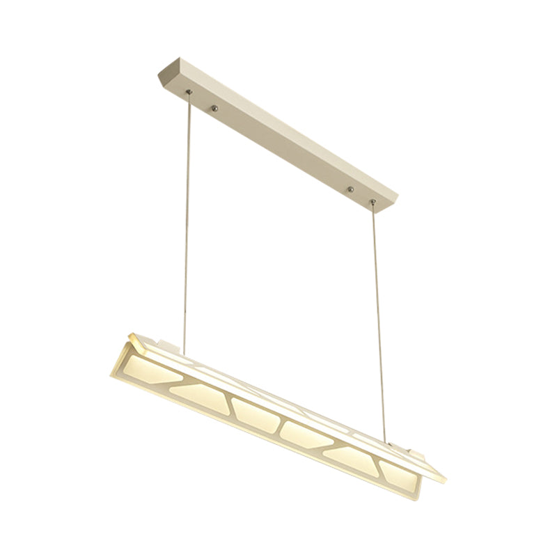 Linear Office Drop Pendant Acrylic LED Modern Hanging Ceiling Light in White/Brown, 31.5" Wide Clearhalo 'Ceiling Lights' 'Modern Pendants' 'Modern' 'Pendant Lights' 'Pendants' Lighting' 767941