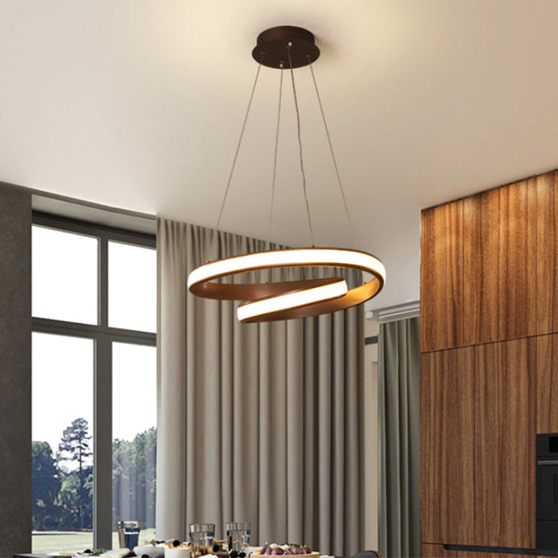 23"/31.5" Wide LED Dining Room Chandelier Light with Whirl Acrylic Shade Black/White Ceiling Pendant in Warm/White Light Clearhalo 'Ceiling Lights' 'Chandeliers' 'Modern Chandeliers' 'Modern' Lighting' 767979