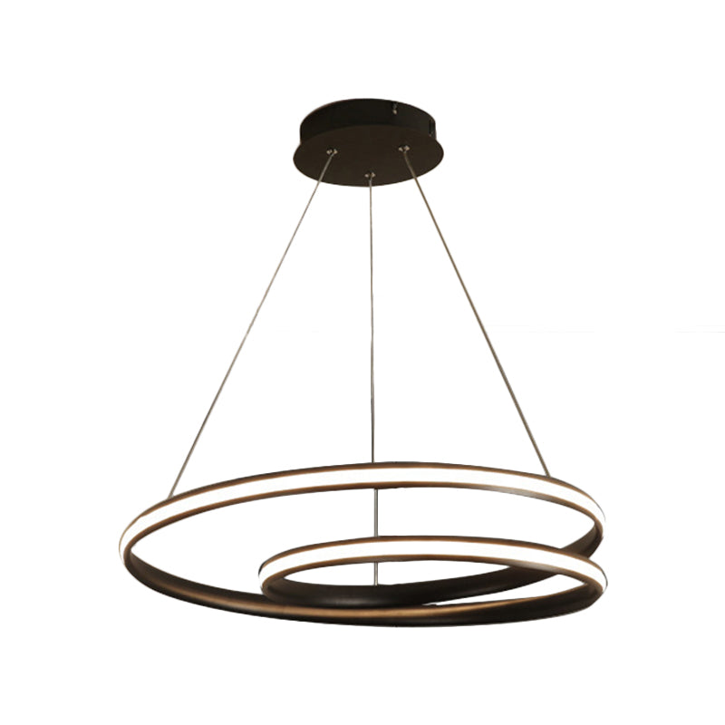 23"/31.5" Wide LED Dining Room Chandelier Light with Whirl Acrylic Shade Black/White Ceiling Pendant in Warm/White Light Clearhalo 'Ceiling Lights' 'Chandeliers' 'Modern Chandeliers' 'Modern' Lighting' 767980