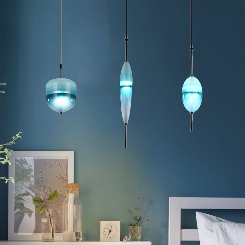 Teardrop/Drum/Cylinder Cluster Pendant Modernist Blue/White Glass 1/3 Lights Dining Room Hanging Light Fixture Clearhalo 'Ceiling Lights' 'Glass shade' 'Glass' 'Modern Pendants' 'Modern' 'Pendant Lights' 'Pendants' Lighting' 767988