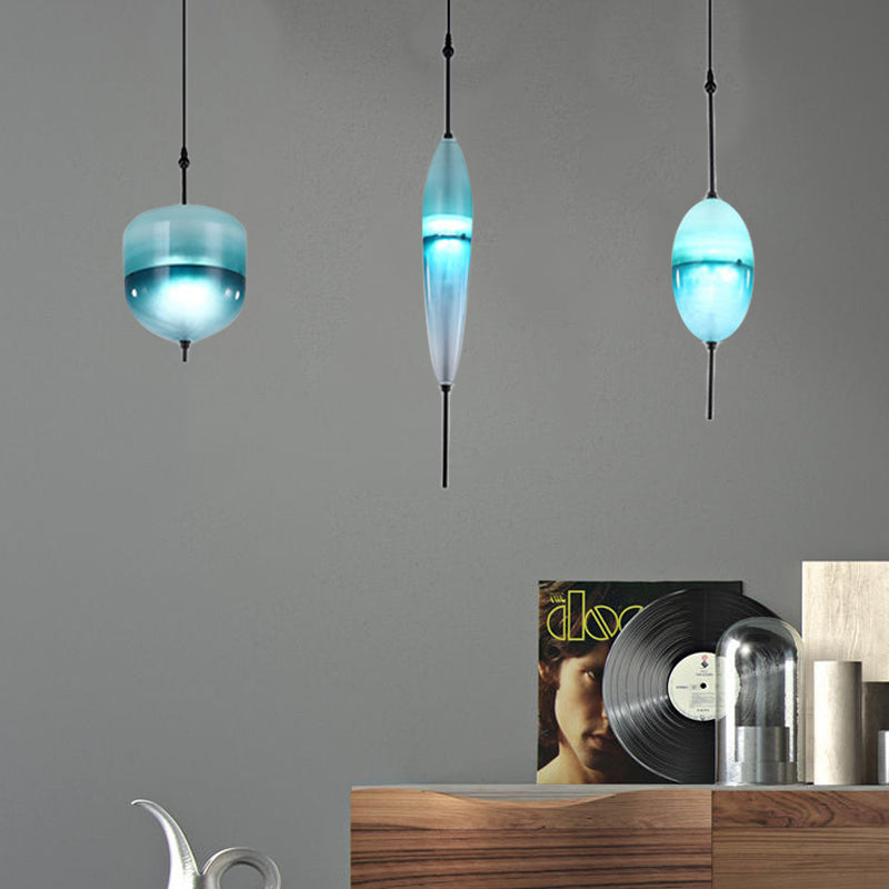 Teardrop/Drum/Cylinder Cluster Pendant Modernist Blue/White Glass 1/3 Lights Dining Room Hanging Light Fixture Clearhalo 'Ceiling Lights' 'Glass shade' 'Glass' 'Modern Pendants' 'Modern' 'Pendant Lights' 'Pendants' Lighting' 767989