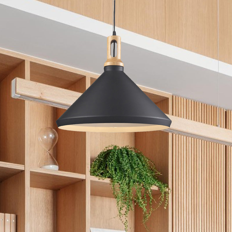 Cone/Drum Shade Aluminum Hanging Ceiling Light Modern Style 1 Light Dining Room Pendant Lighting in Black/White Clearhalo 'Ceiling Lights' 'Modern Pendants' 'Modern' 'Pendant Lights' 'Pendants' Lighting' 768052