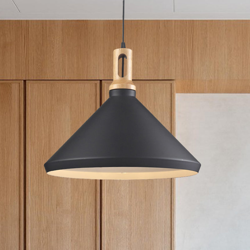 Cone/Drum Shade Aluminum Hanging Ceiling Light Modern Style 1 Light Dining Room Pendant Lighting in Black/White Clearhalo 'Ceiling Lights' 'Modern Pendants' 'Modern' 'Pendant Lights' 'Pendants' Lighting' 768053